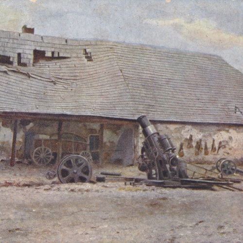 AK Militaria Österr. Ung. 30,5 cm Mörser in Deckung Ansichtskarte (15973)