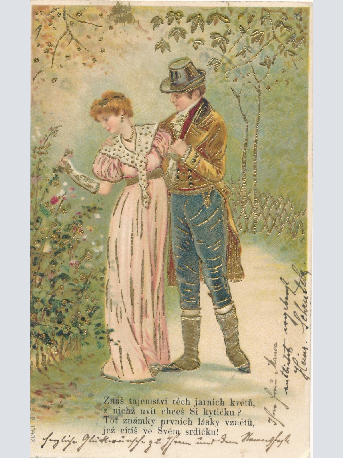 Tschechoslowakische Präge - Karte Mann mit Frau Ansichtskarte (15888)