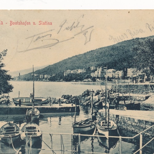 AK aus Abbazia Bootshafen und Slatina Italien Ansichtskarte (16246)