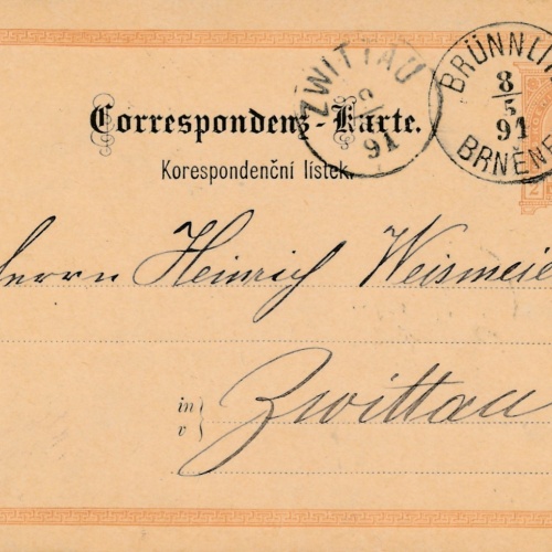 2 Kreuzer - Ganzsachen - Karte aus Brünnlitz (16221)