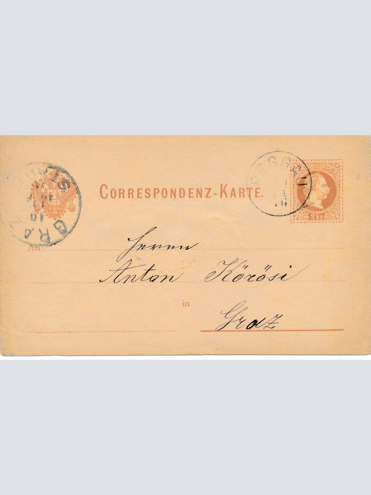 2 Kreuzer - Ganzsachen - Karte aus Deggau (16230)