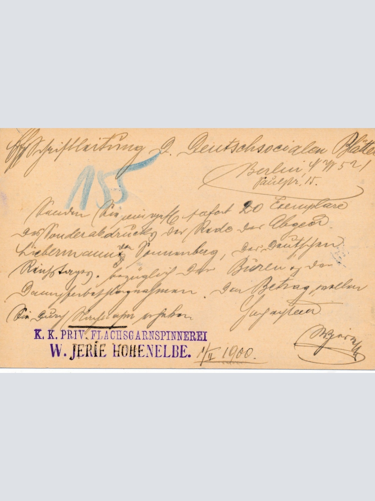 5 Heller Ganzsachen - Karte aus Hohenelbe (16204)