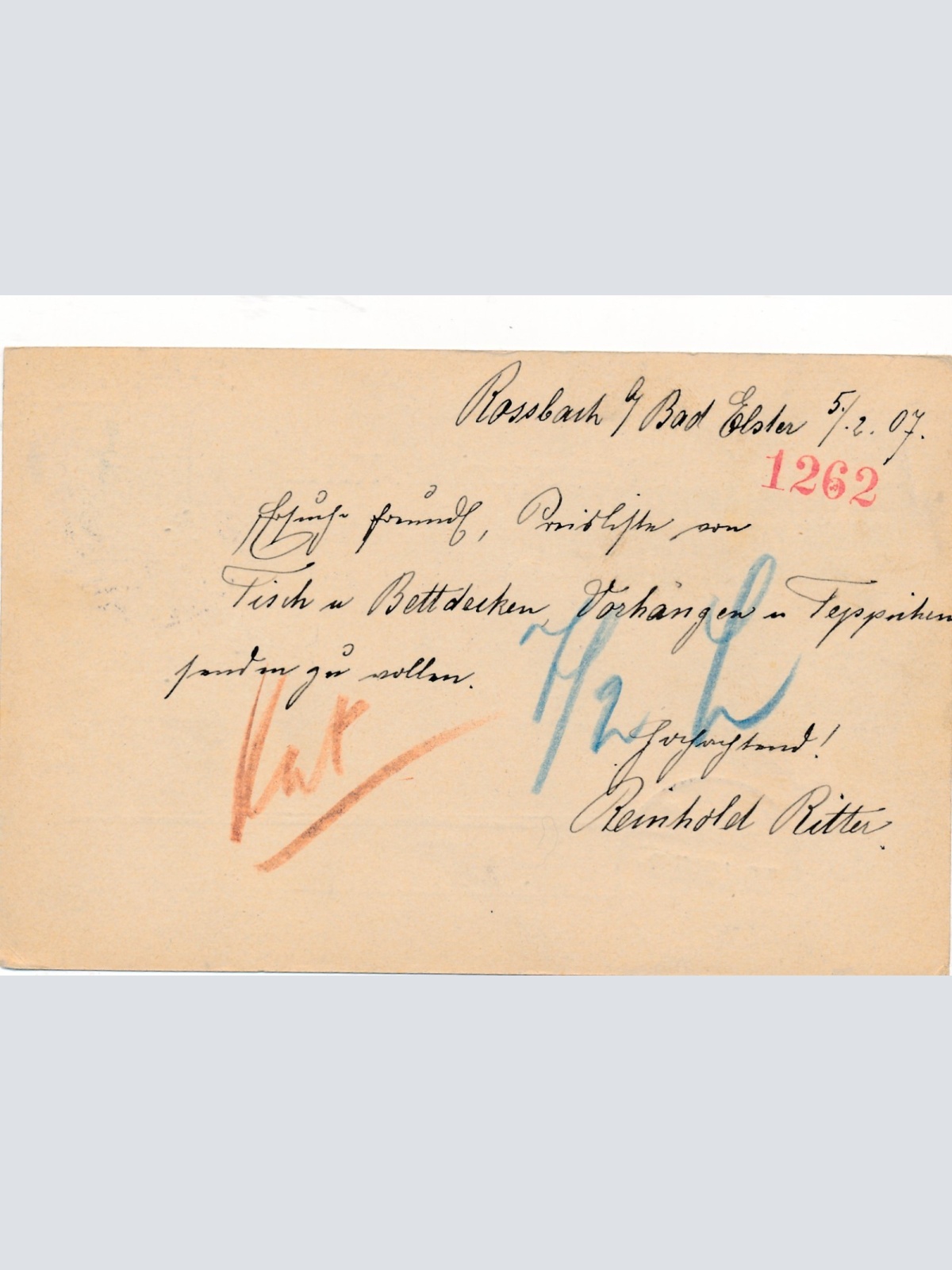 5 Heller Ganzsachen - Karte aus Rossbach (16289)