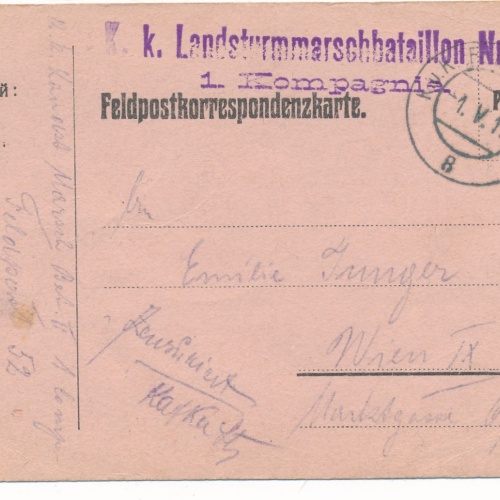 KuK K.K. Landsturmmarschbataillon Nr.2. 1 Kompagnie Ansichtskarte (16157)