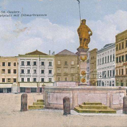 AK aus Ried im Innkreis Hauptplatz Brunnnen Oberösterreich Ansichtskarte (15688)