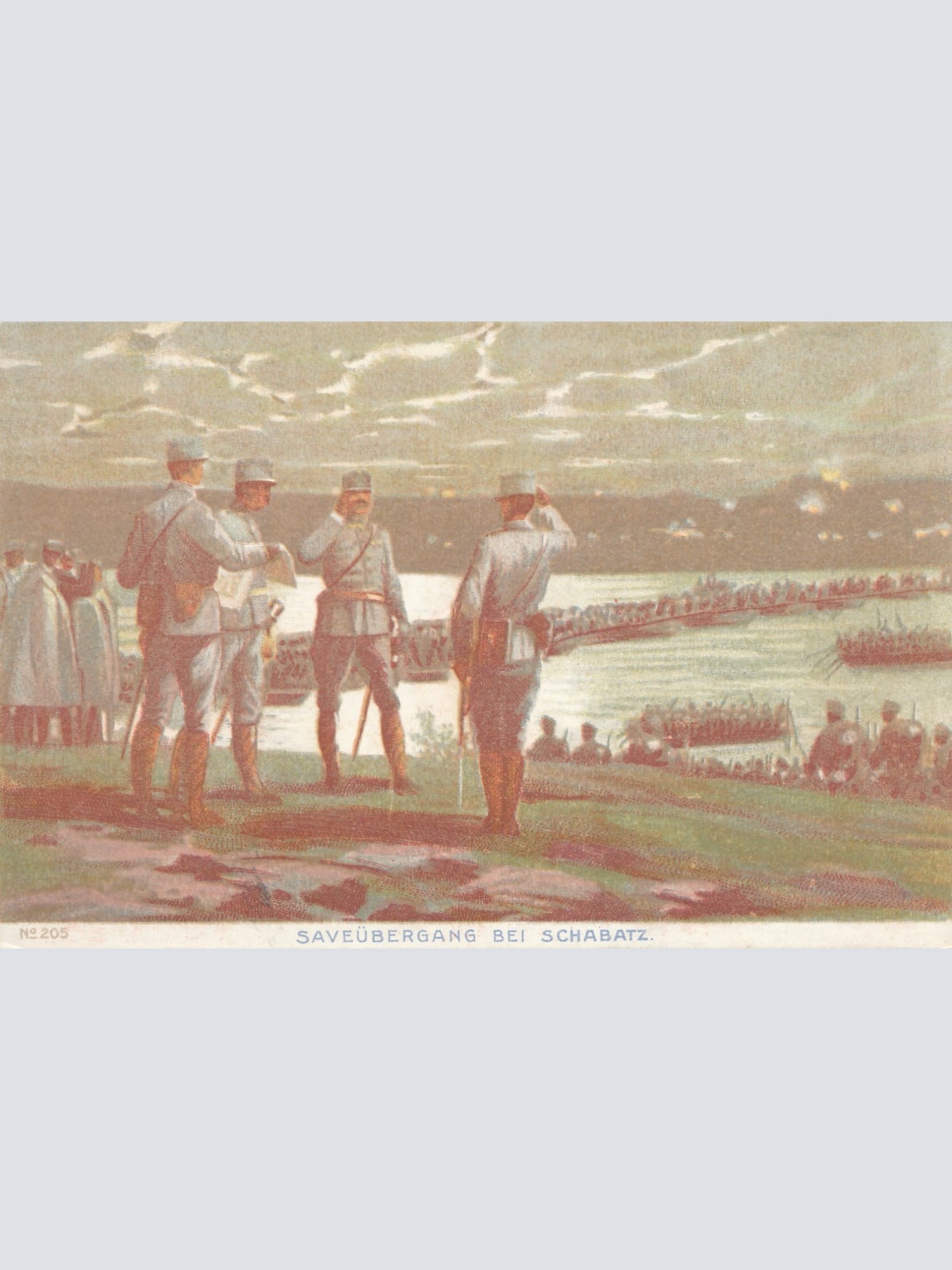 AK Saveübergang bei Schabatz mit Soldaten (15345)