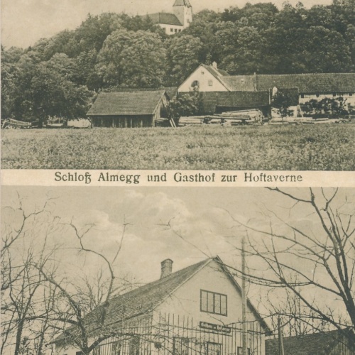 AK vom Schloß Almegg und Gasthof zur Hoftaverne OÖ Ansichtskarte (15305)