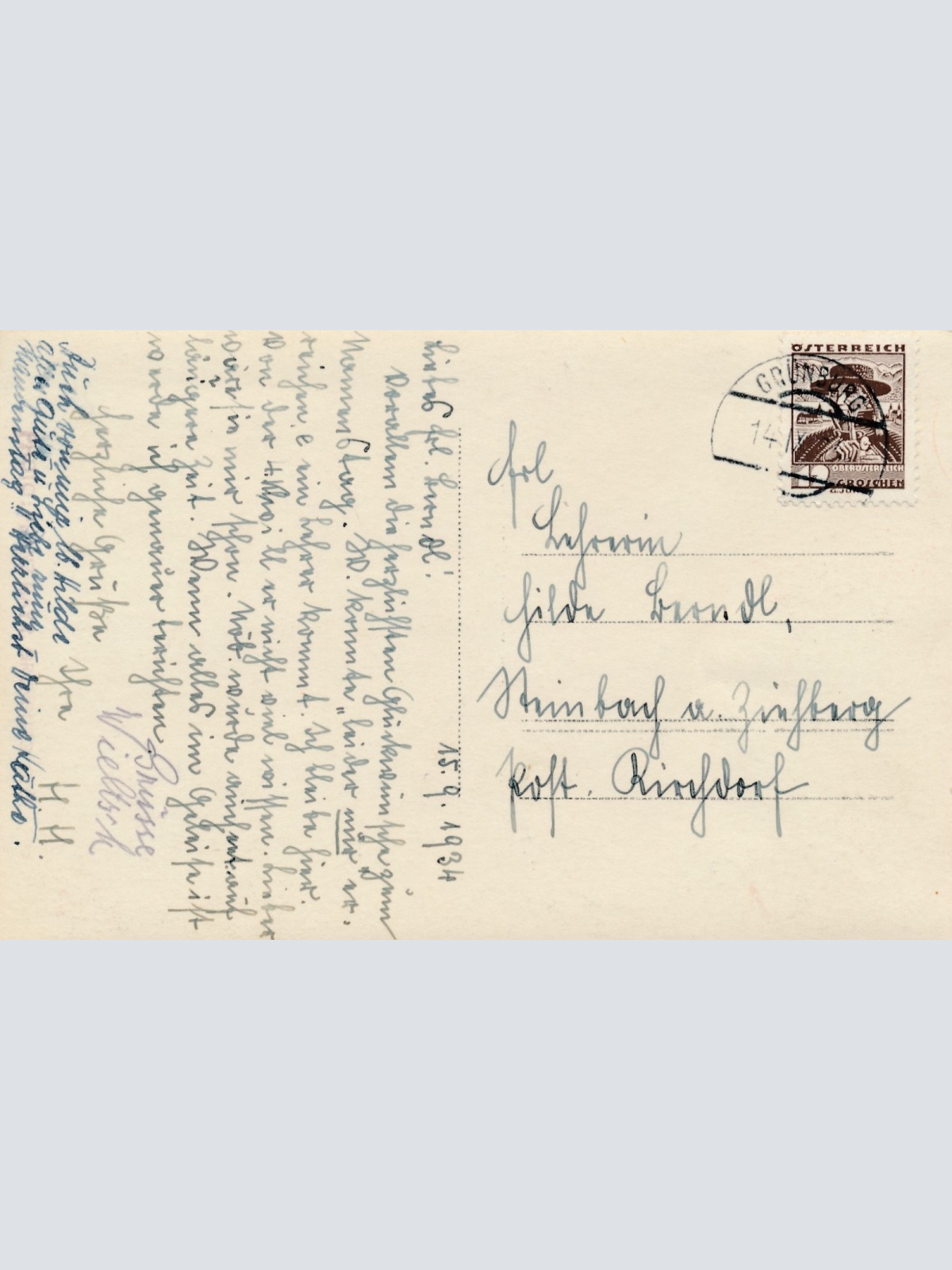 AK aus Steinbach Schule mit Sensengebirge Oberösterreich Ansichtskarte (15315)