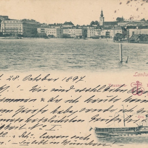 AK aus Gmunden mit Dampfschiff Oberösterreich Ansichtskarte (15257)