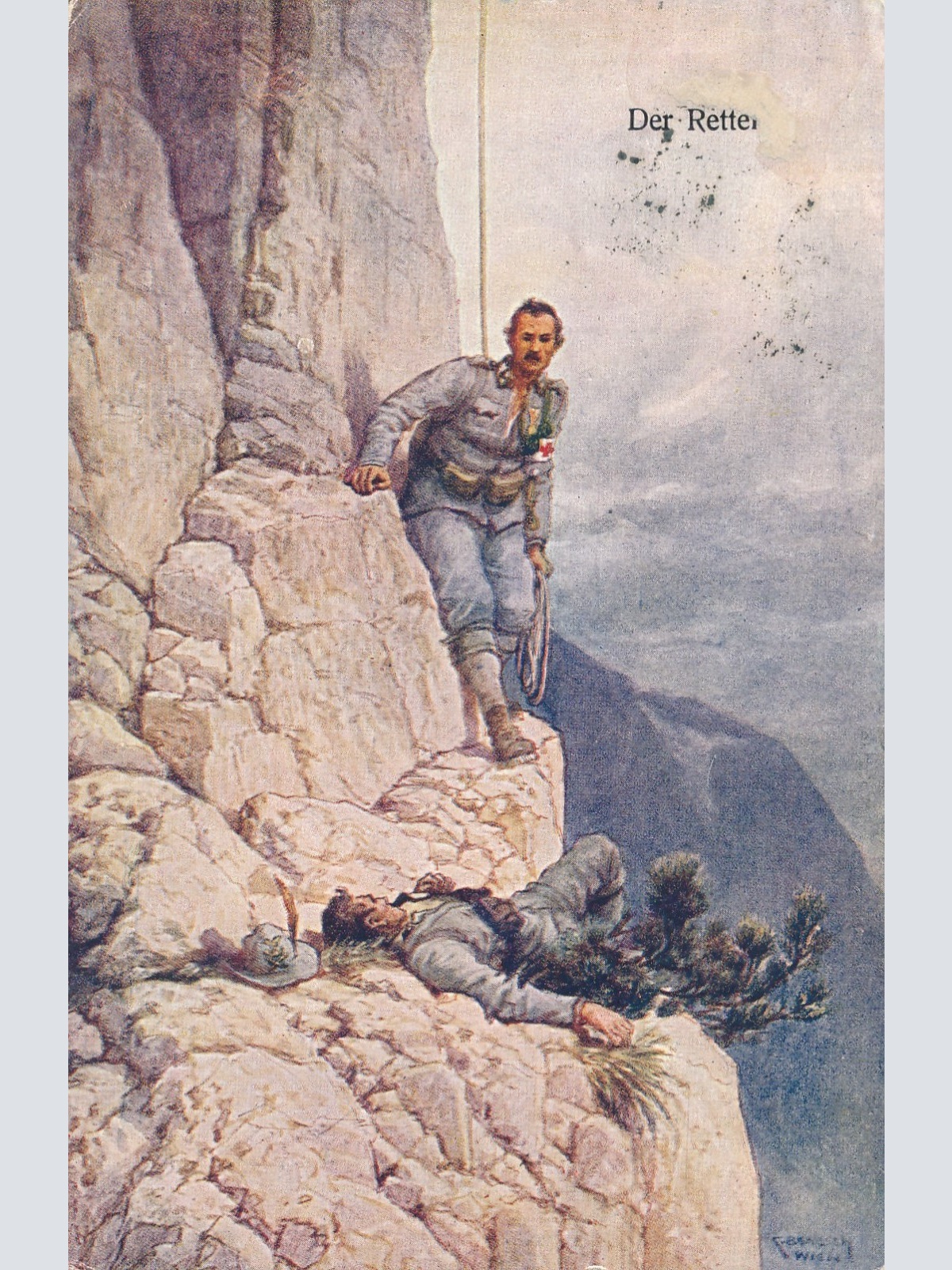 AK Militaria der Retter zwei Soldaten (16011)