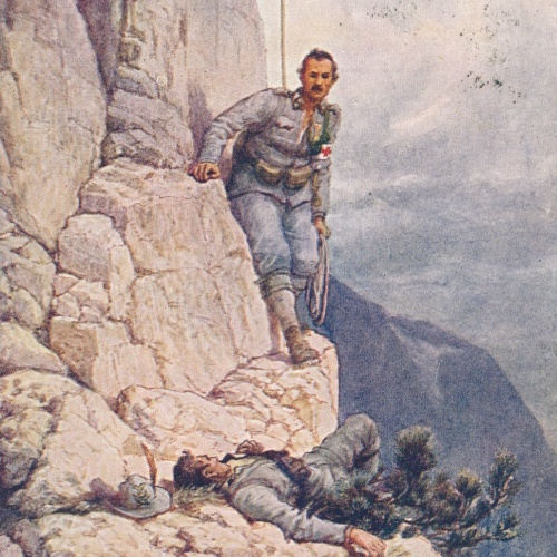 AK Militaria der Retter zwei Soldaten (16011)