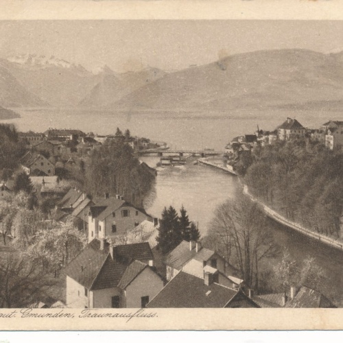 AK aus Gmunden Traunausfluss Oberösterreich Ansichtskarte (15496)