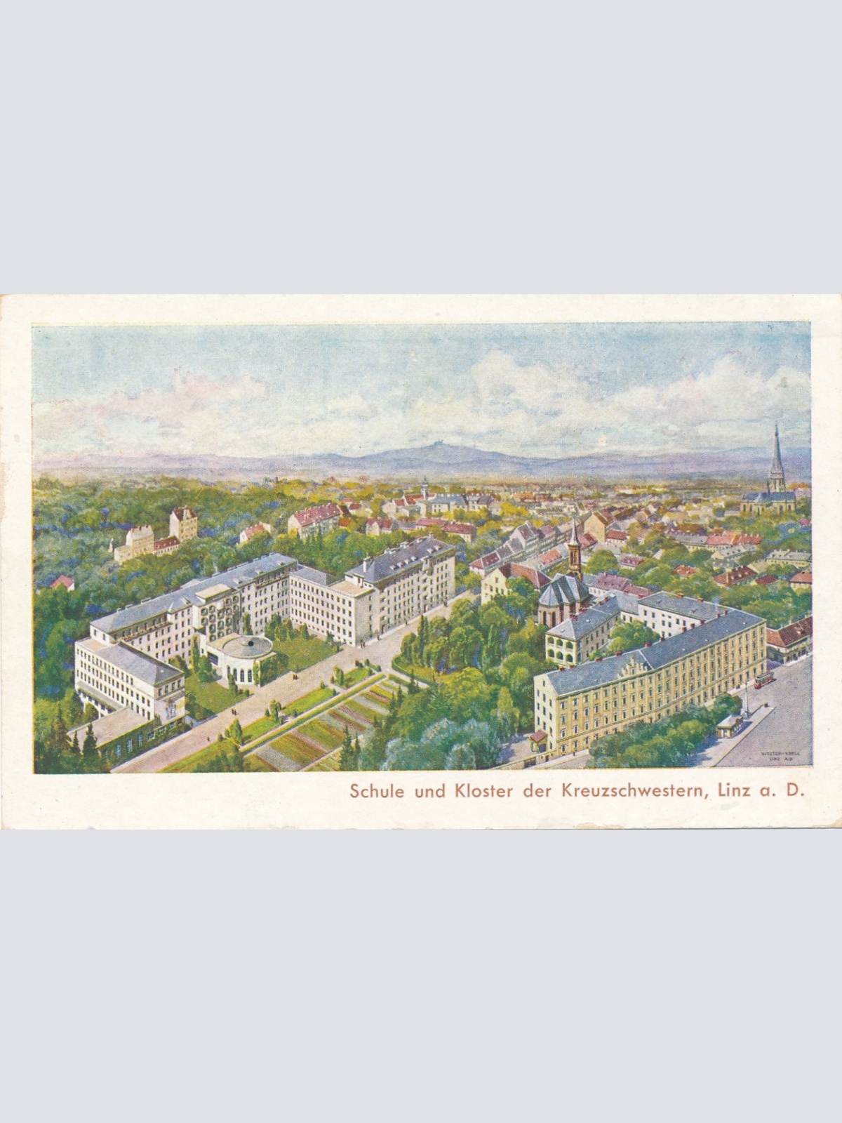 AK aus Linz Schule und Kloster Oberösterreich Ansichtskarte (15376)