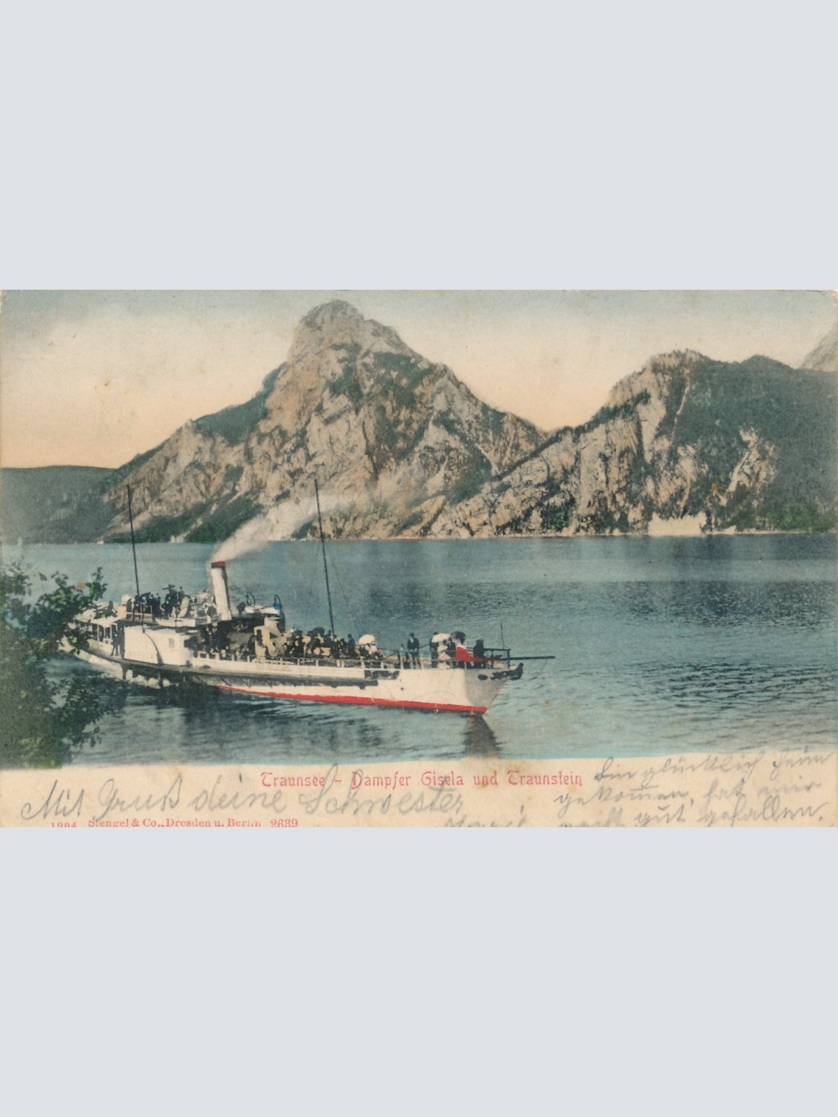 AK vom Traunsee mit Dampfer Giesela Oberösterreich Ansichtskarte (15410)