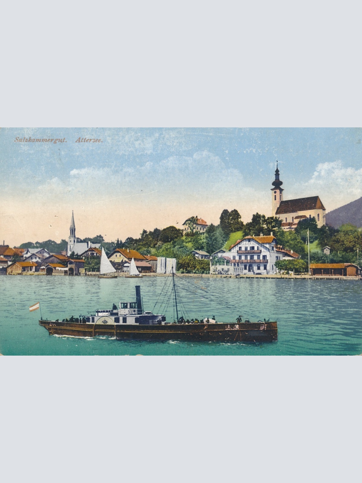 AK aus Attersee mit Dampfer Oberösterreich Ansichtskarte (15419)