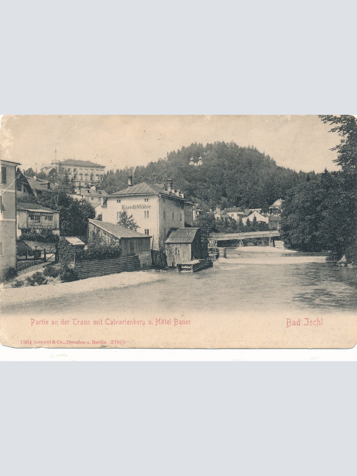 AK aus Bad Ischl mit Calvarienberg und Hotel Bauer Ansichtskarte (15198)