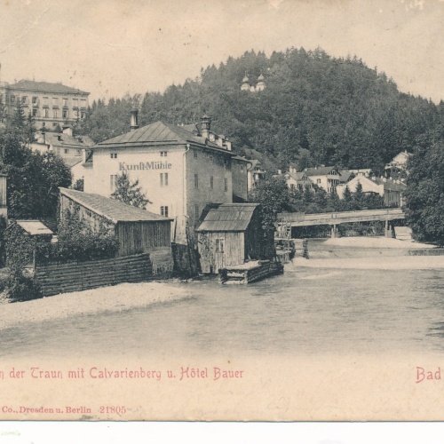 AK aus Bad Ischl mit Calvarienberg und Hotel Bauer Ansichtskarte (15198)