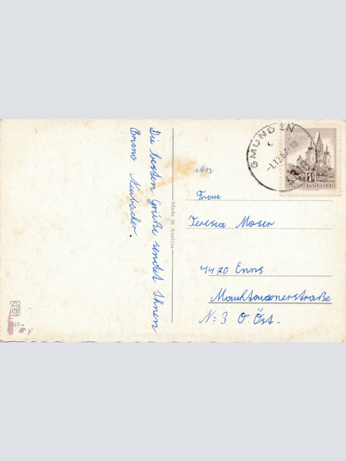 Glückwunschkarte Krampus mit Auto Ansichtskarte (15643)