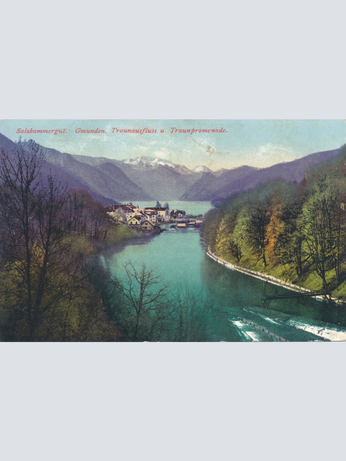 AK aus Gmunden Traunausflusss OÖ Ansichtskarte (15623)