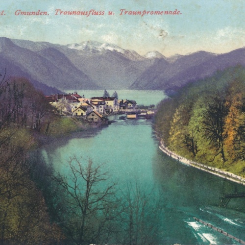 AK aus Gmunden Traunausflusss OÖ Ansichtskarte (15623)