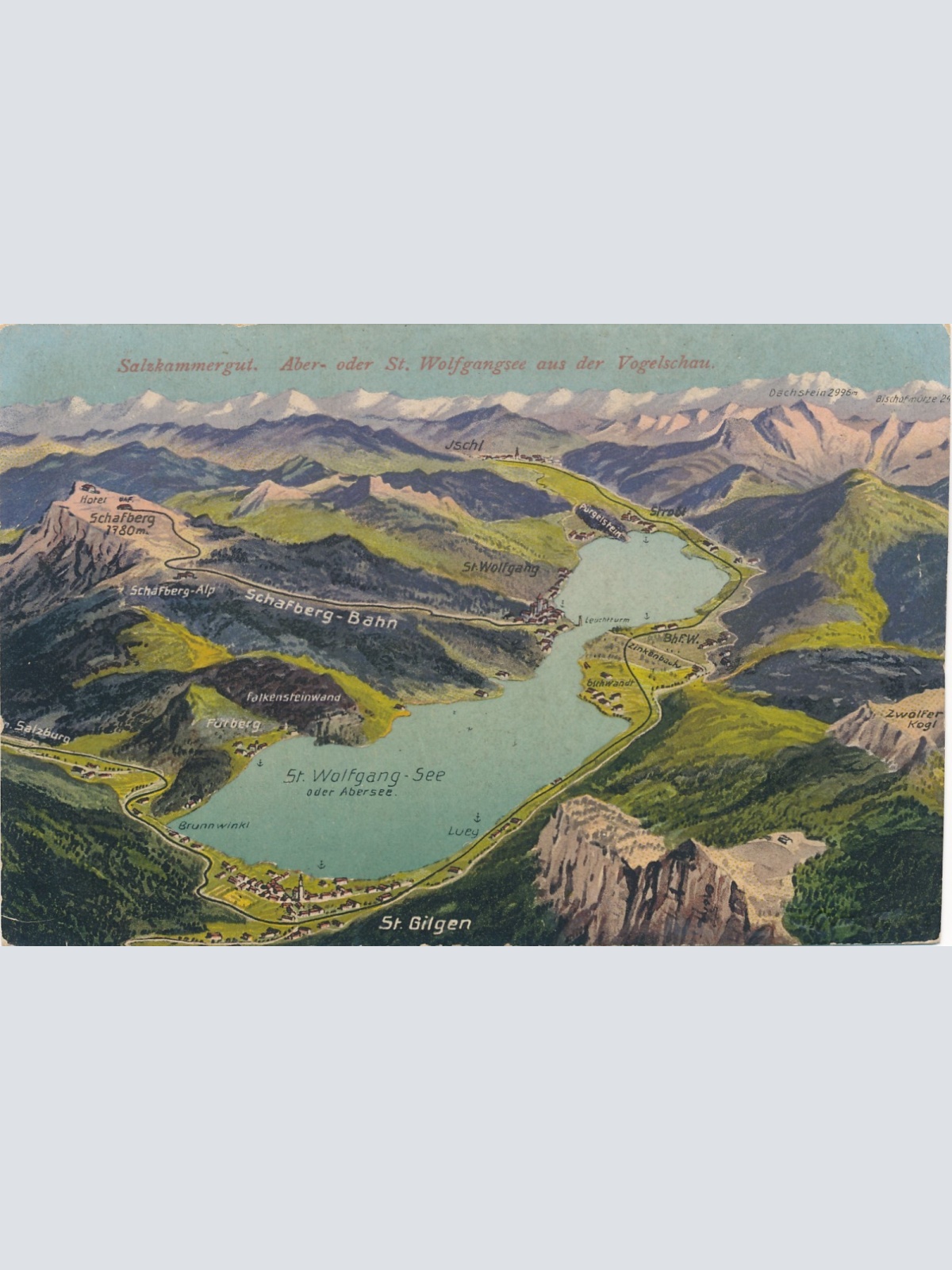 AK vom Wolfgangsee aus der Vogelschau Oberösterreich Ansichtskarte (15514)