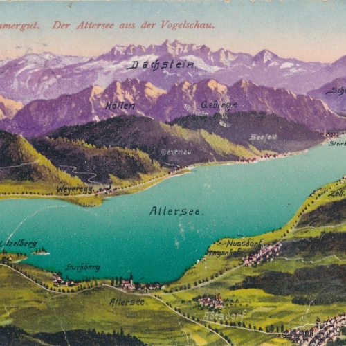 AK vom Attersee aus der Vogelschau Oberösterreich Ansichtskarte (15515)