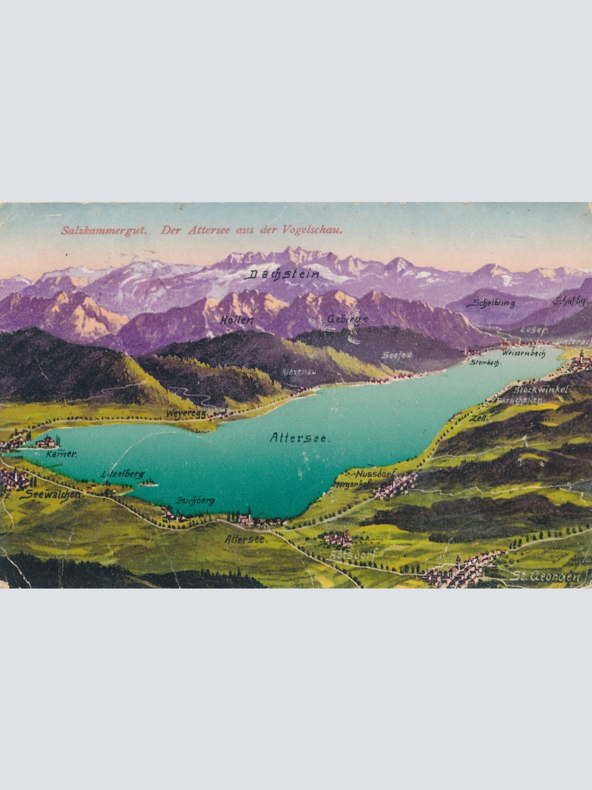 AK vom Attersee aus der Vogelschau Oberösterreich Ansichtskarte (15515)
