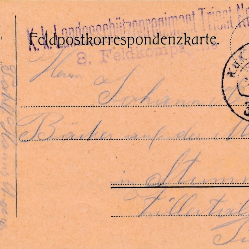 Feldpostkarte K.K Landesschützenregiment Trient Nr.1 8 Feldkompagnie (16336)