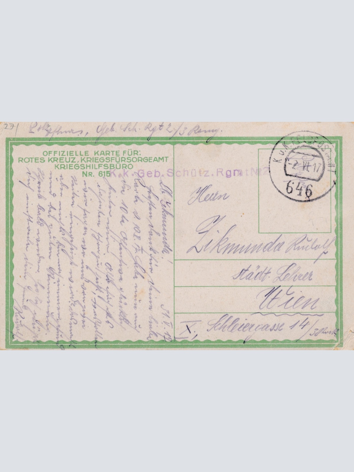 AK vom Kaiser Karl Rot Kreuz Karte Nr. 615 Ansichtskarte (16324)