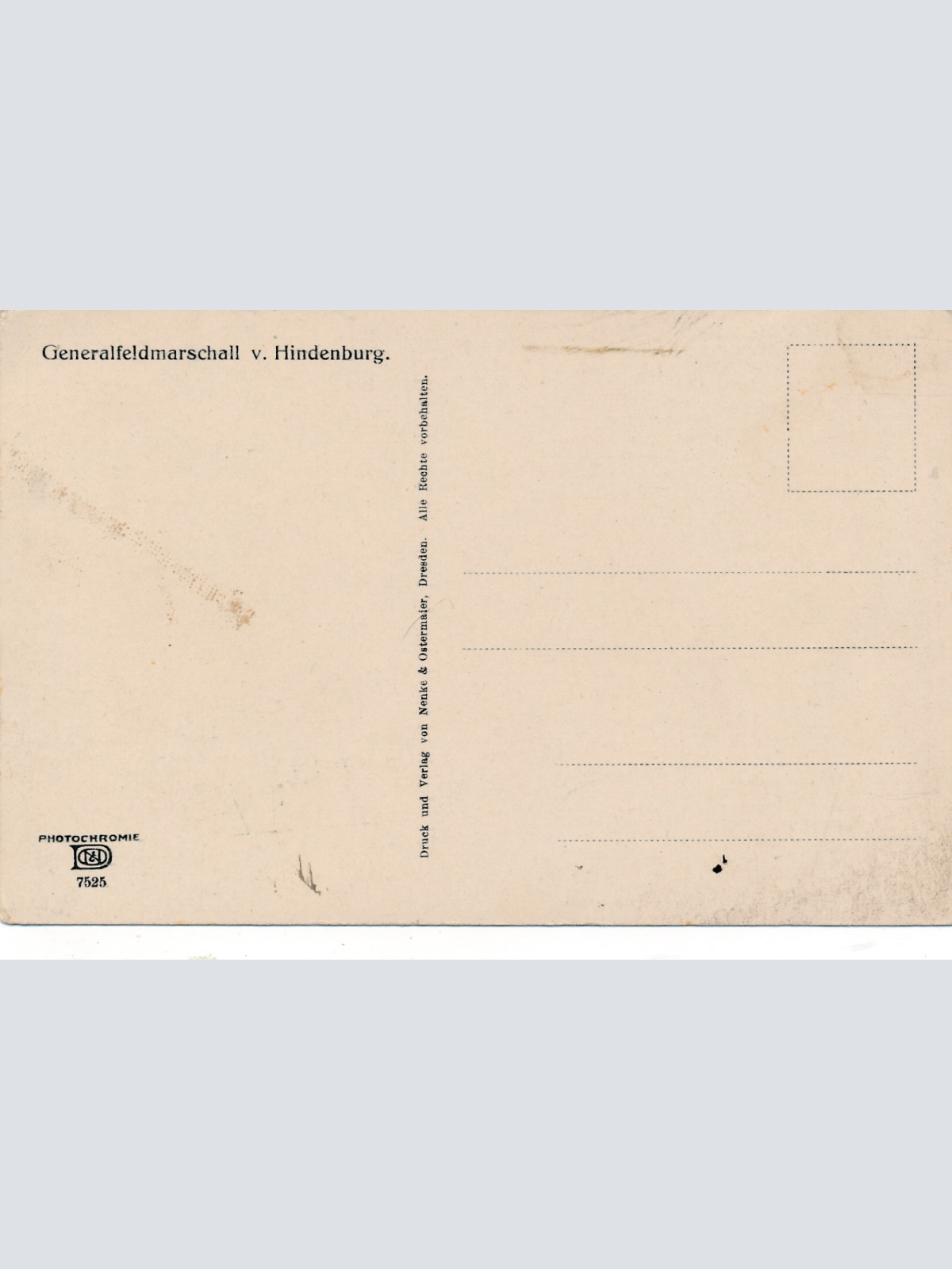 AK vom Generalfeldmarschall von Hindenburg Militaria Ansichtskarte (16400)