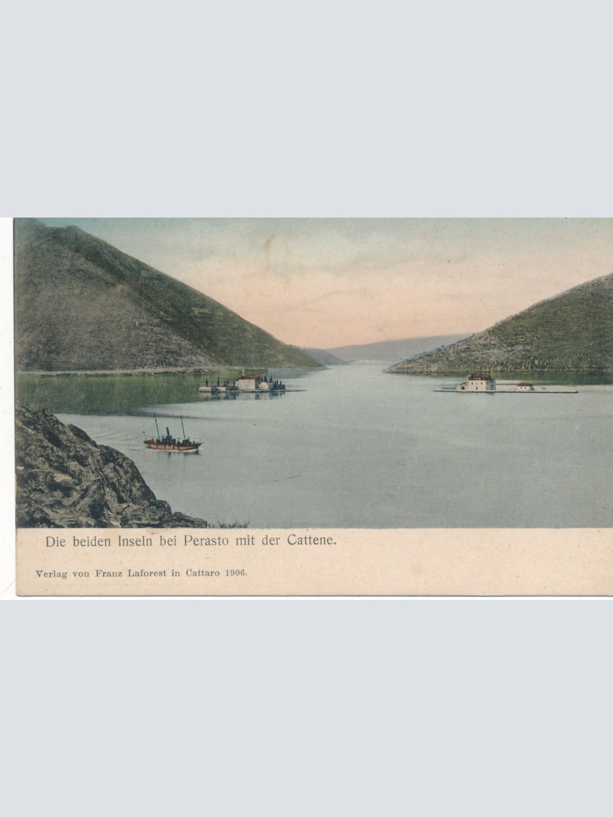 AK die beiden inseln bei Perasto mit der Cattene Montenegro Ansichtskart (16374)