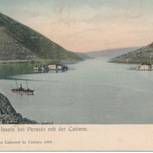 AK die beiden inseln bei Perasto mit der Cattene Montenegro Ansichtskart (16374)