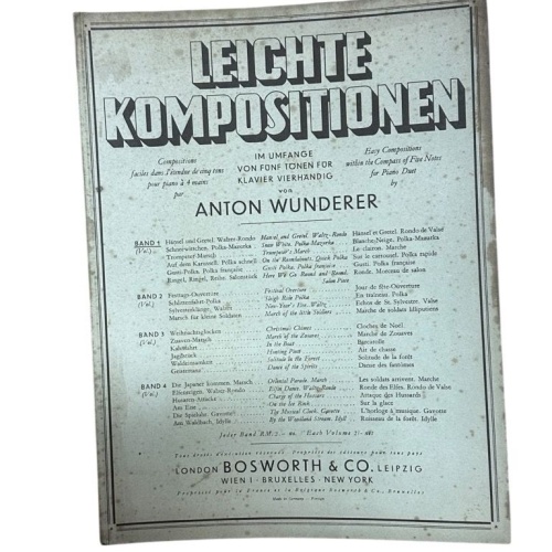 Leichte Kompositionen, im Umfange von fünf Tönen für Klavier 4händig Wunderer, A