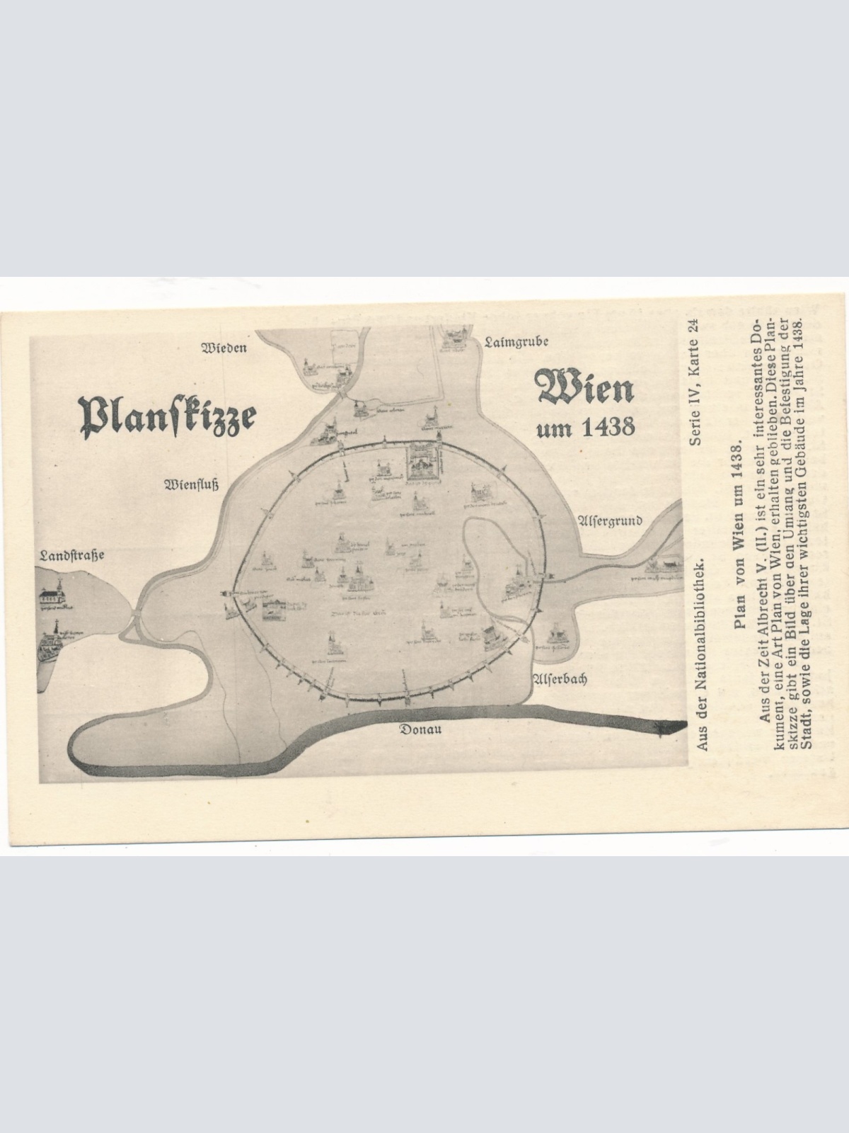 AK aus Wien Planskizze um 1438 Ansichtskarte (16639)