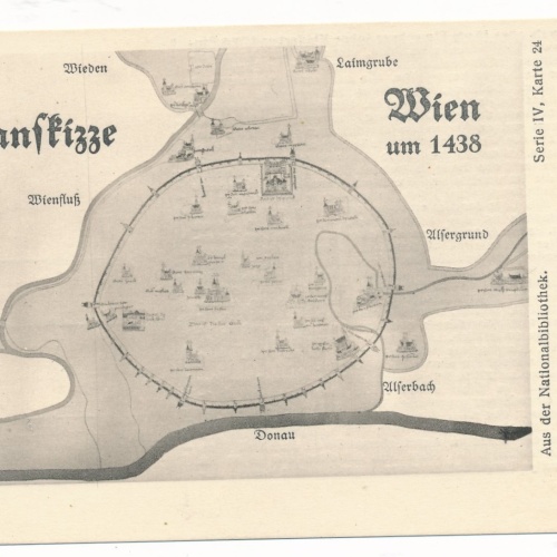 AK aus Wien Planskizze um 1438 Ansichtskarte (16639)