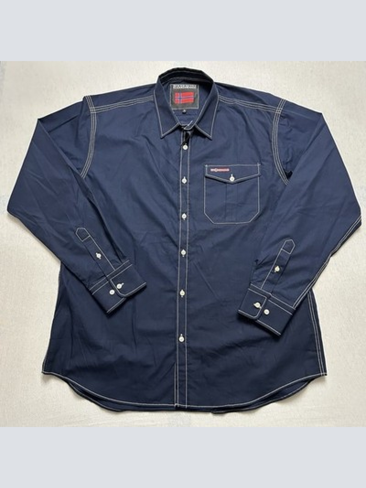 Napapijri Geographic Freizeithemd Langarm Blau Herren Größe XL Maße siehe Fotos