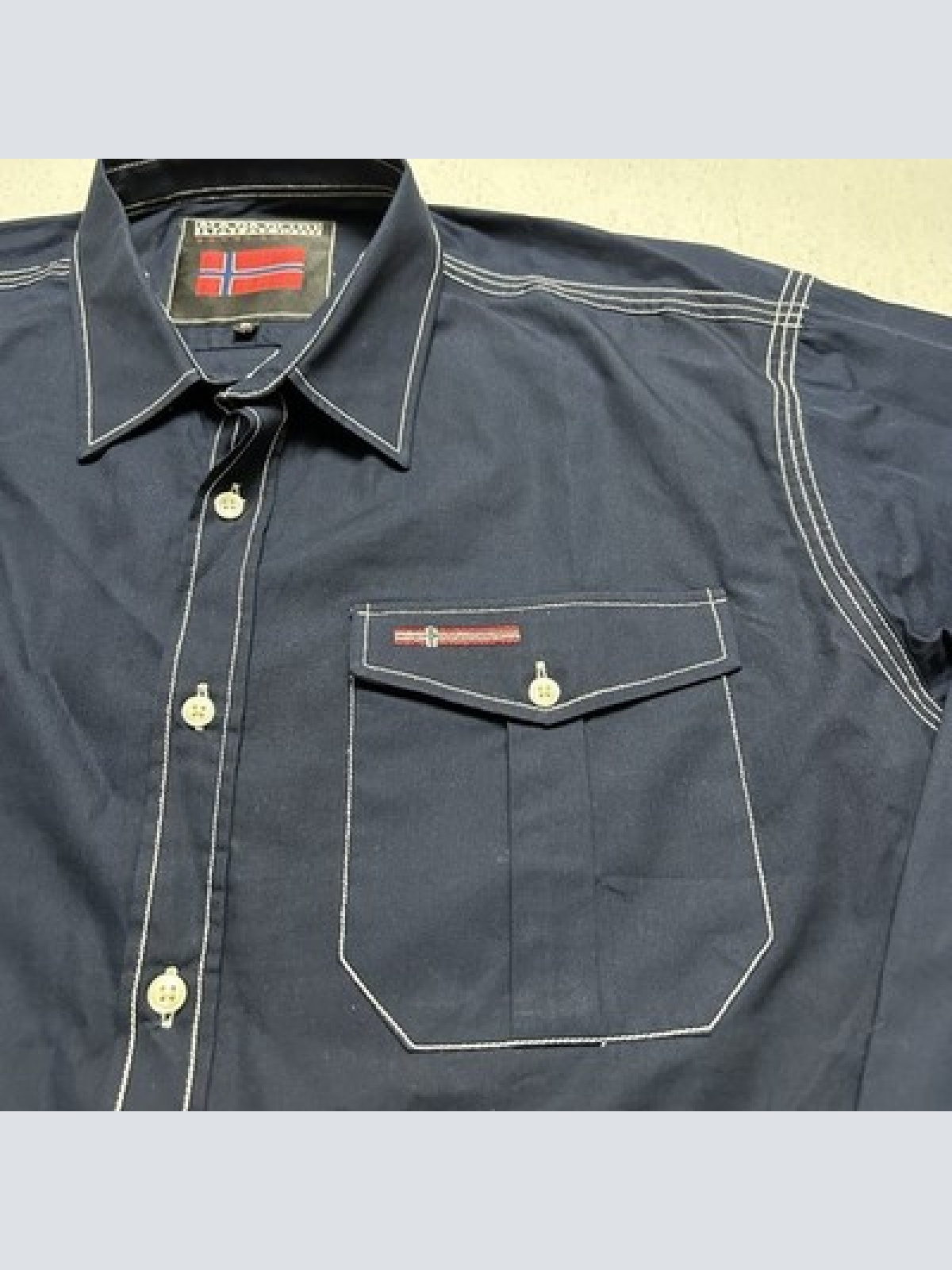 Napapijri Geographic Freizeithemd Langarm Blau Herren Größe XL Maße siehe Fotos