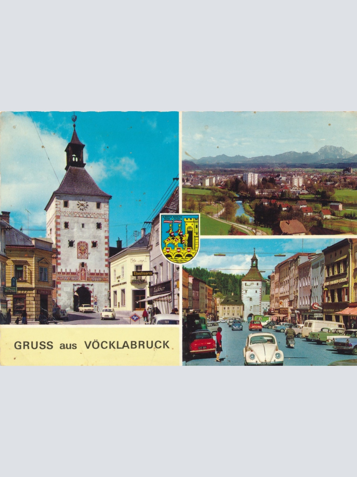 AK aus Vöcklabruck Stadtplatz mit Oldtimer Oberösterreich Ansichtskarte (16675)