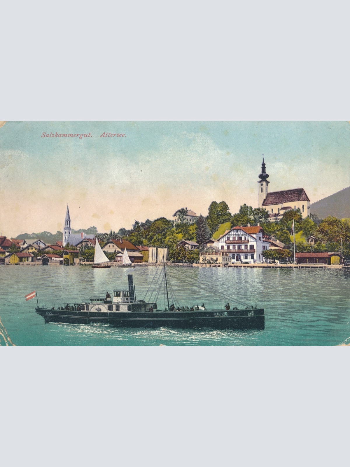 AK aus Attersee mit Dampfer Oberösterreich Ansichtskarte (16578)