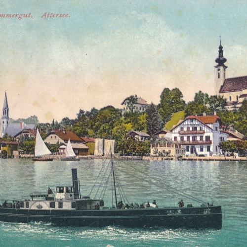 AK aus Attersee mit Dampfer Oberösterreich Ansichtskarte (16578)