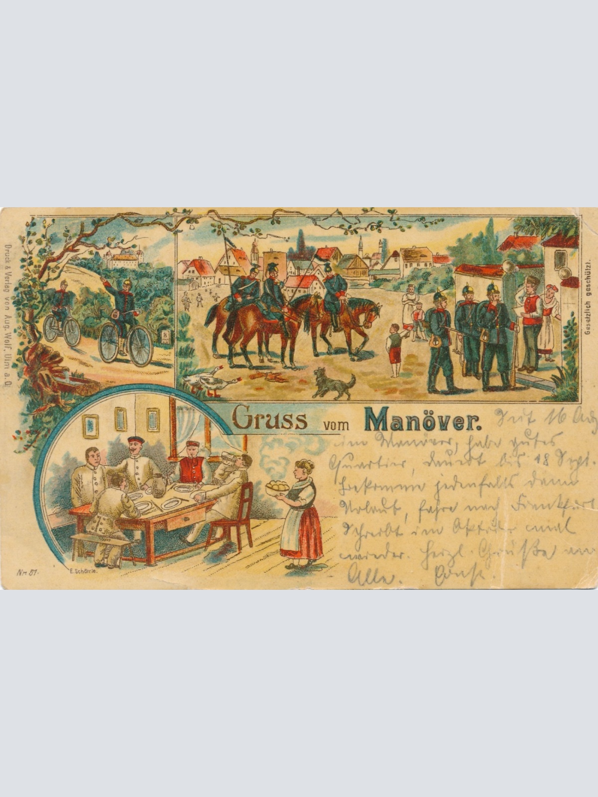 Litho- Karte Militaria gruss vom Manöver Ansichtskarte (16581)