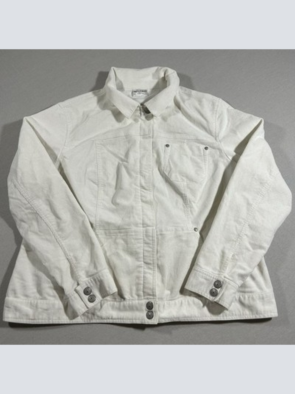 Fashion Bug Stretch Vintage Y2K Jacke Weiß Damen Größe M Maße auf Fotos Denim