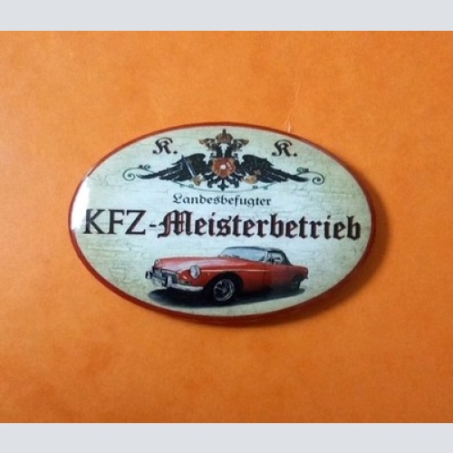 Nostalgie KuK Flaschenöffner Magnet Landesbefugter KFZ Meisterbetrieb