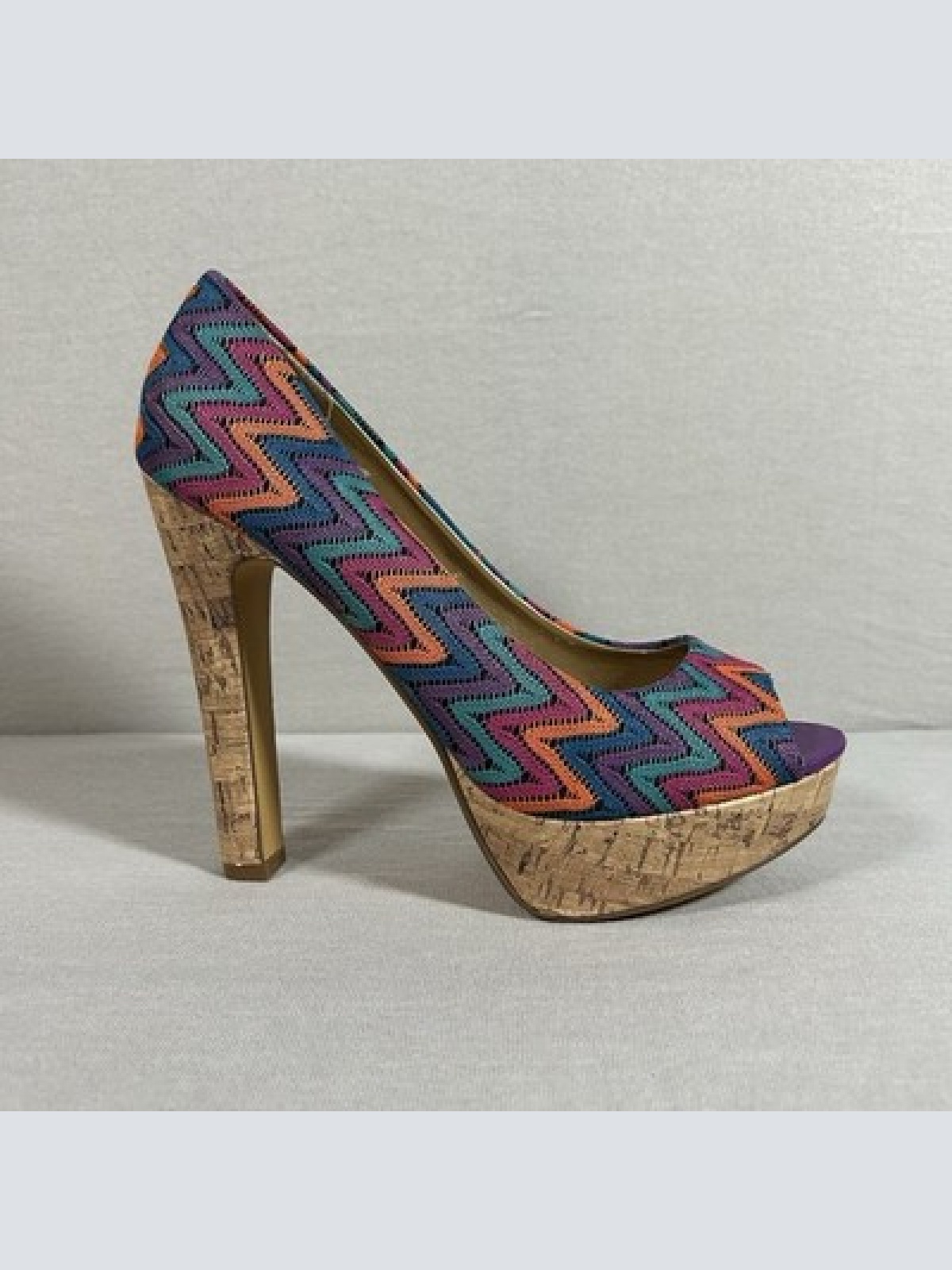 Hanna White Collection Peeptoe Pumps Bunt Größe 41 13cm Absatz Vintage Dressing