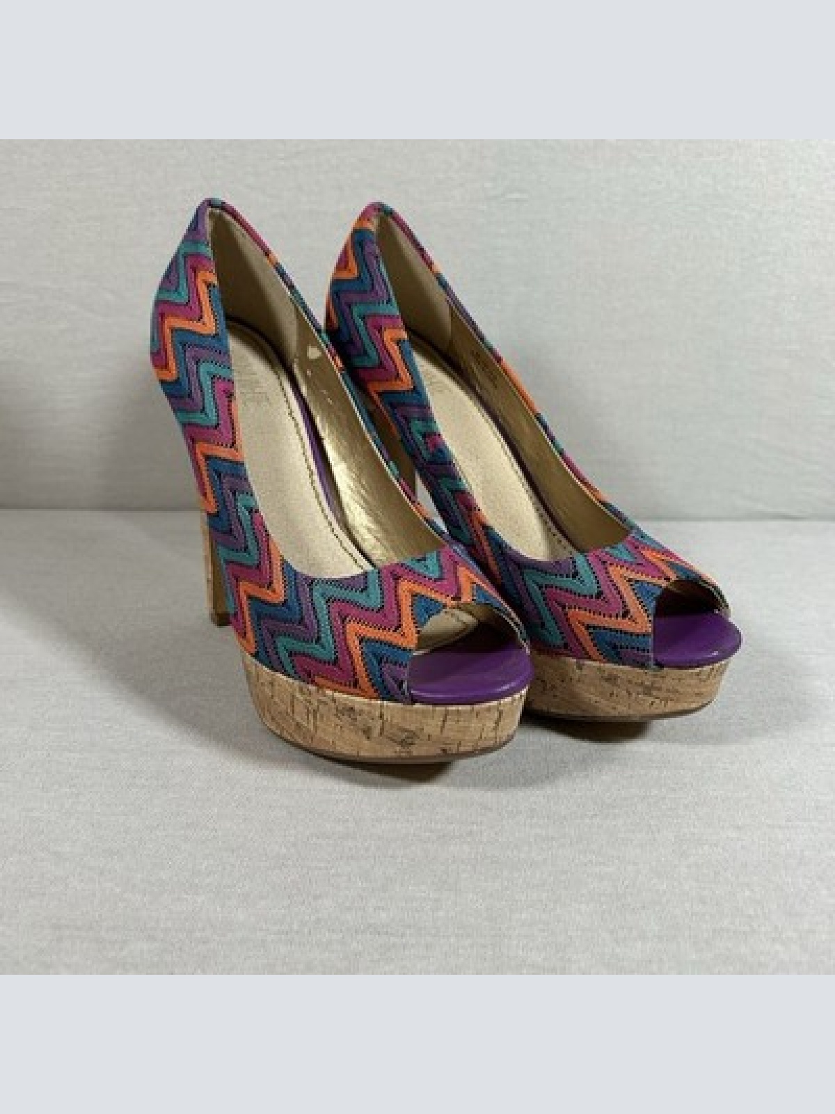 Hanna White Collection Peeptoe Pumps Bunt Größe 41 13cm Absatz Vintage Dressing