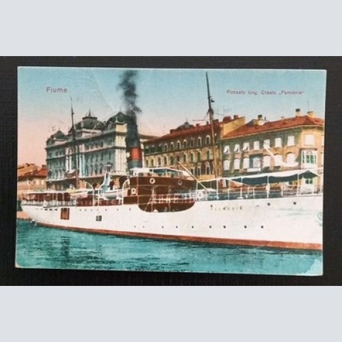 Dampfschiff PANNONIA in Fiume seltene Überdruckmarke Fiume 1924 gelaufen  Gr K