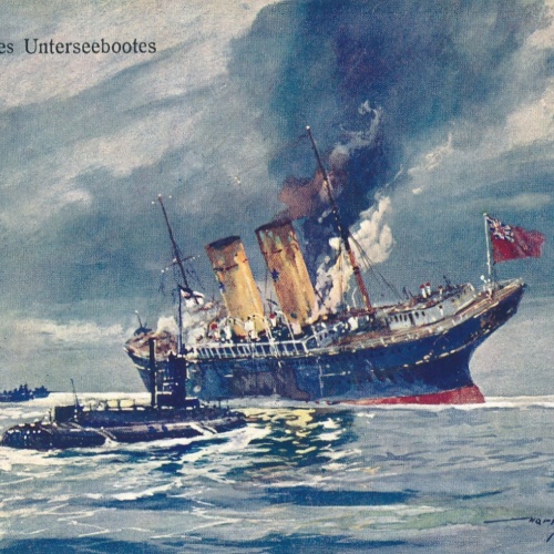 AK Angriff eines Unterseebootes Ansichtskarte (16890)