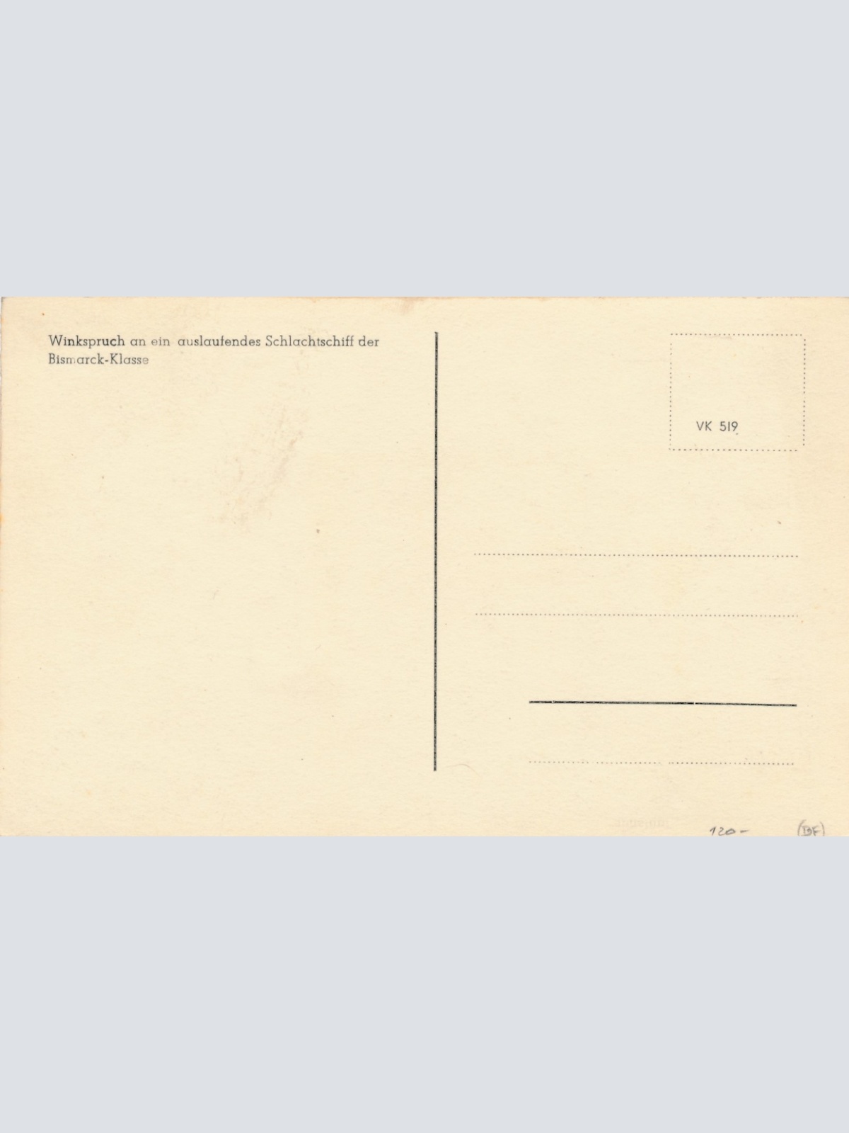 AK Winkspruch Mann winkt Schlachtschiff der Bismarck Klass Ansichtskarte (16955)