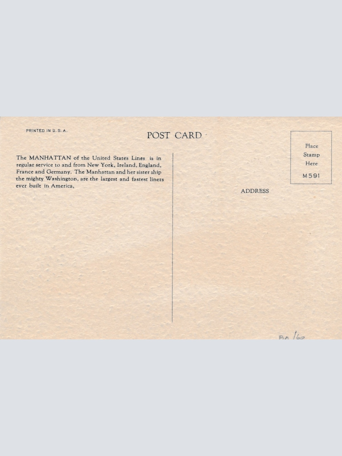 AK S.S. Manhattam United States Lines Ansichtskarte (16953)