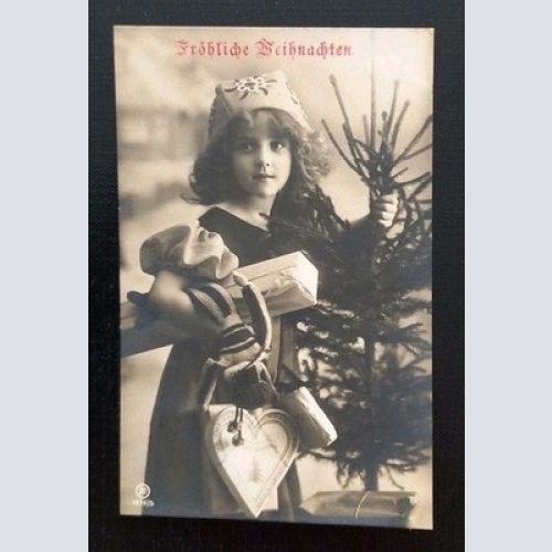 Fröhliche Weihnachten Mädchen Mit Baum Und Geschenke Gr A0011 Shop